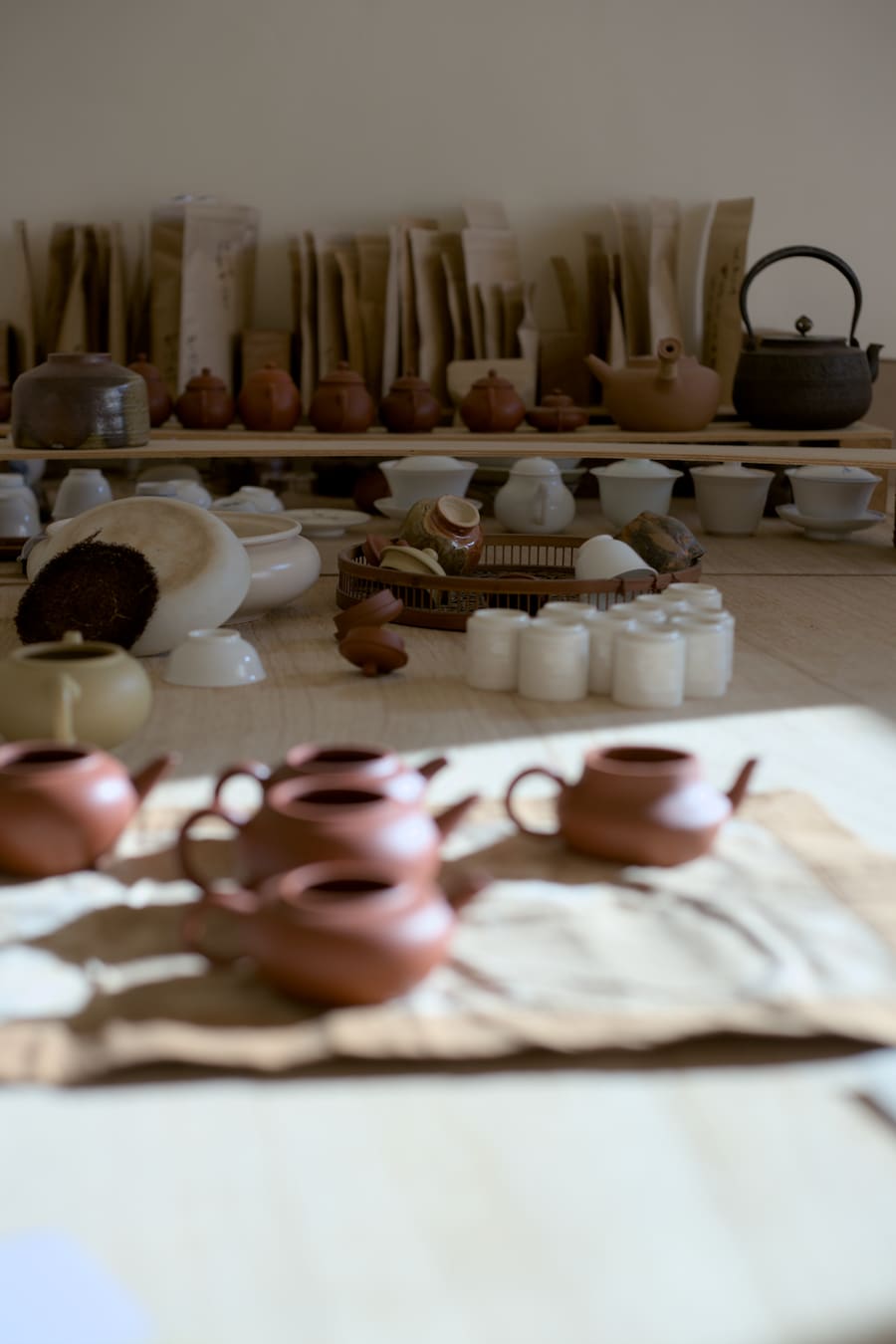 tea ware collection in tearoom in Taiwan