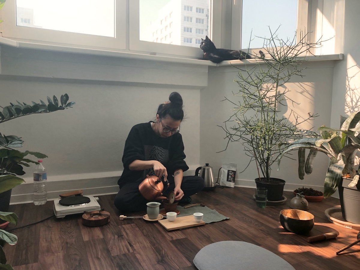 gongfu tea ceremony with wild farmed loose leaf tea in Berlin