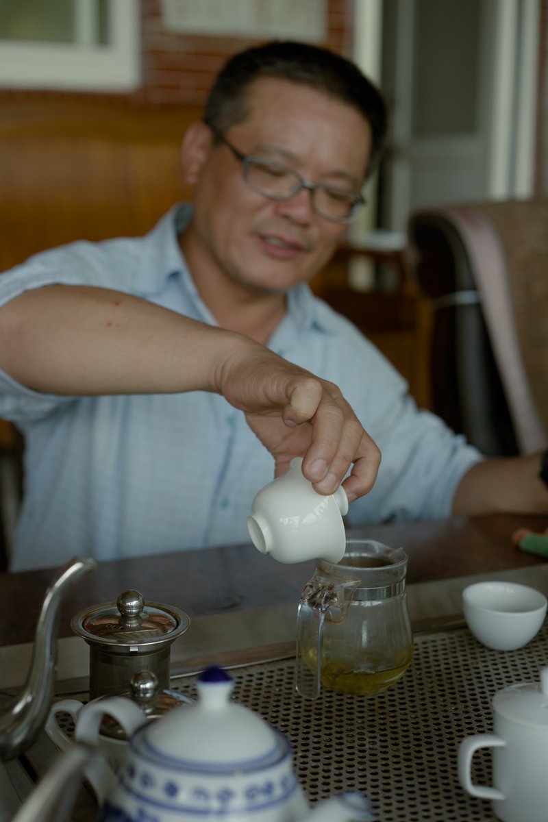pouring naturally farmed tea from gaiwan